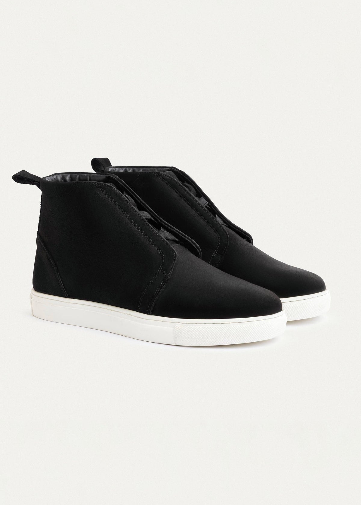 Nubuck Leather Sneaker Boot — Black