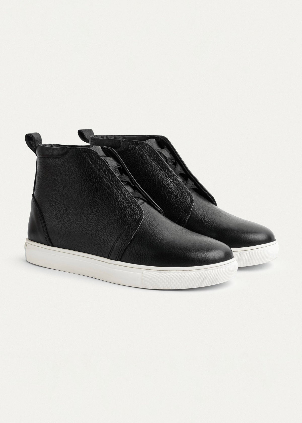 Mid-Top Leather Sneaker Boot — Black