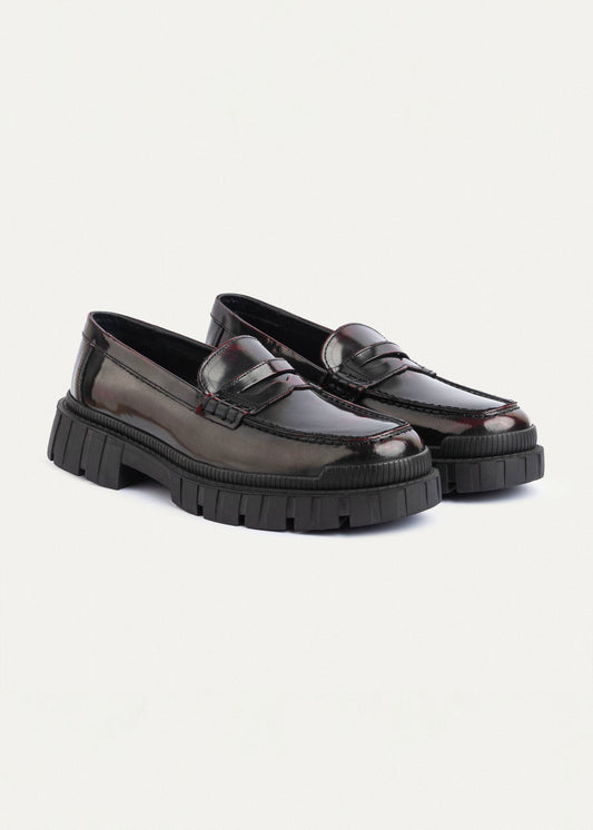 Patent Leather Loafer — Burgundy
