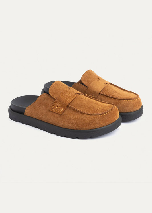 Mule Suede Loafer — Light Brown