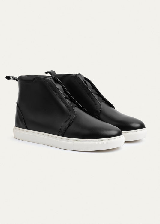Mid-Top Leather Sneaker Boot II — Black
