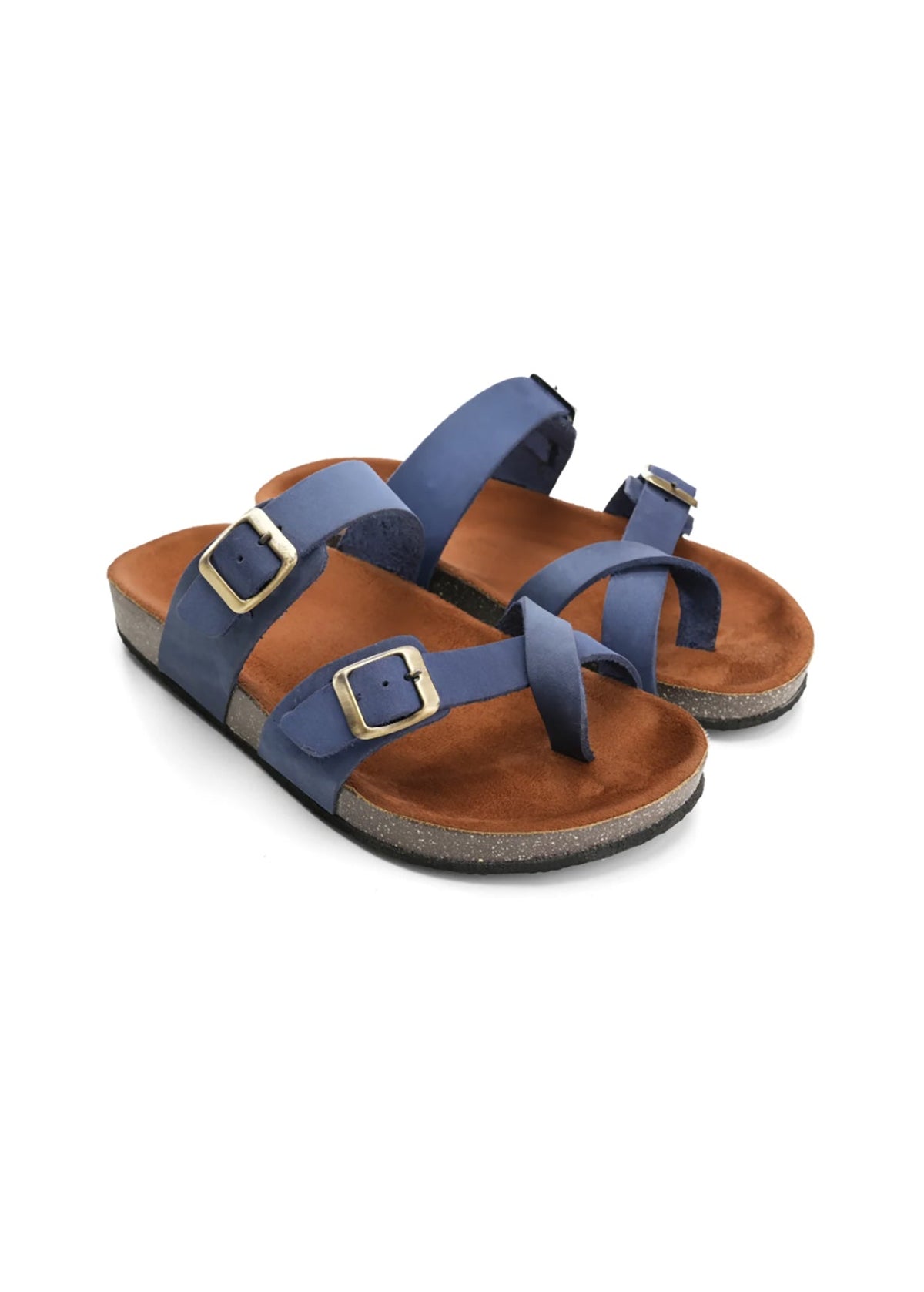 Leather Toe-Loop Sandal — Navy Blue