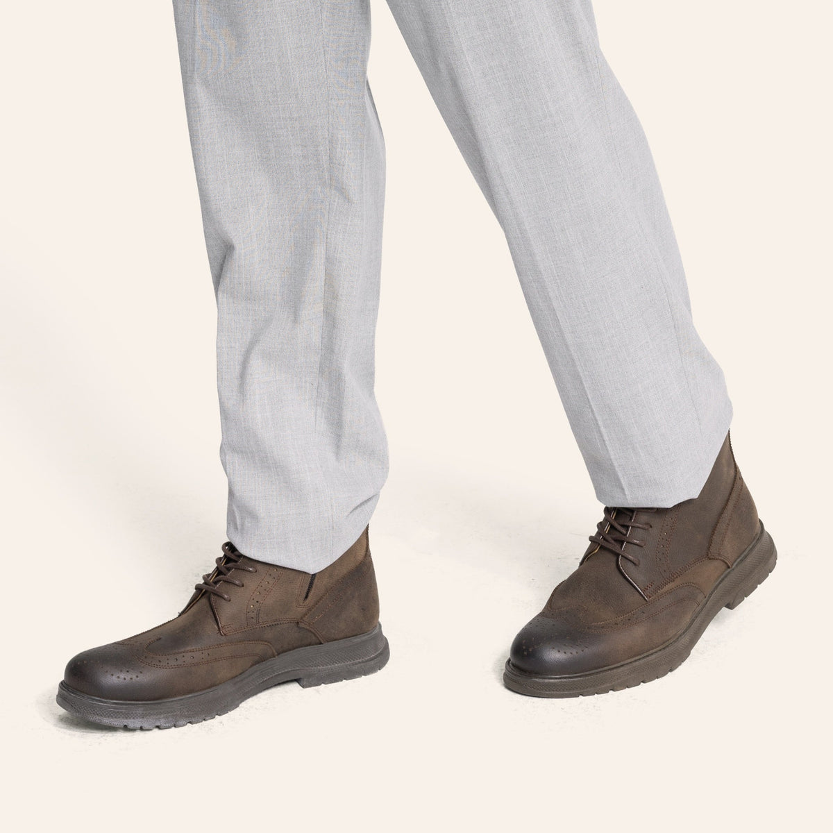Oiled Leather Brogue Boot — Brown