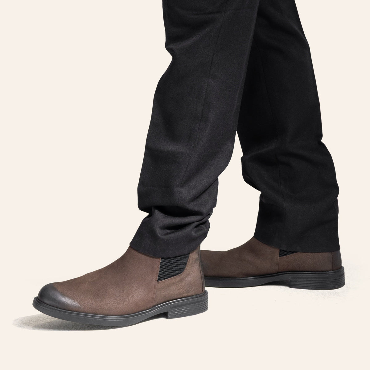 Nubuck Leather Chelsea Boot — Brown