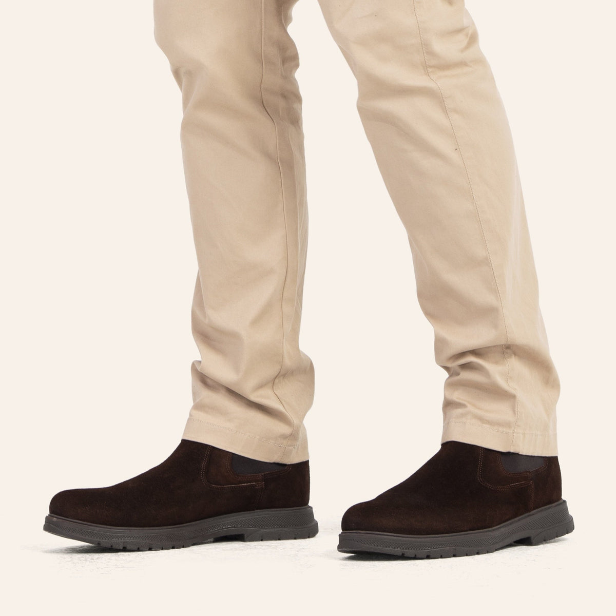 Plain Suede Genuine Leather Chelsea Boots — Brown