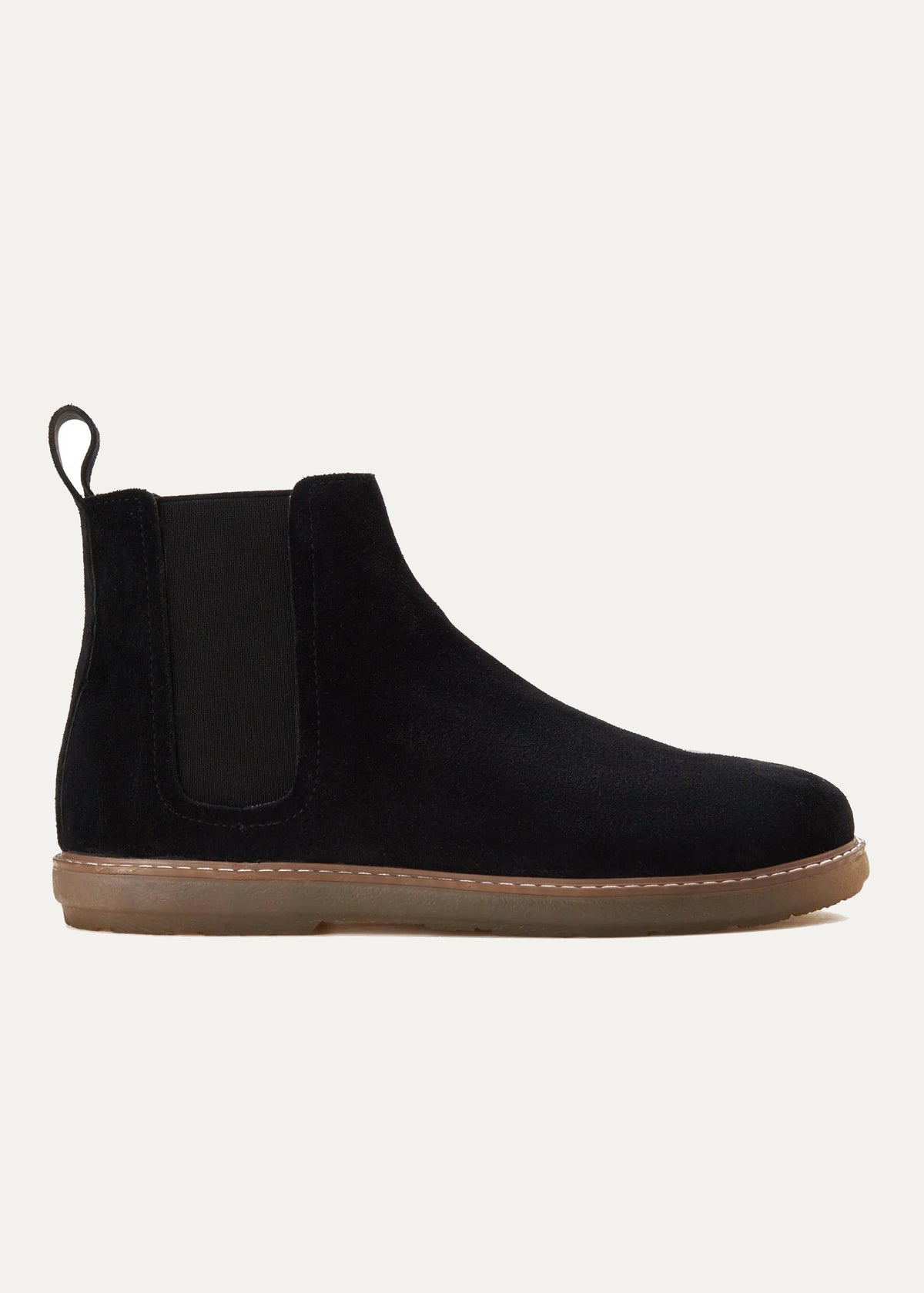 Plain Suede Chelsea Half Boot — Black