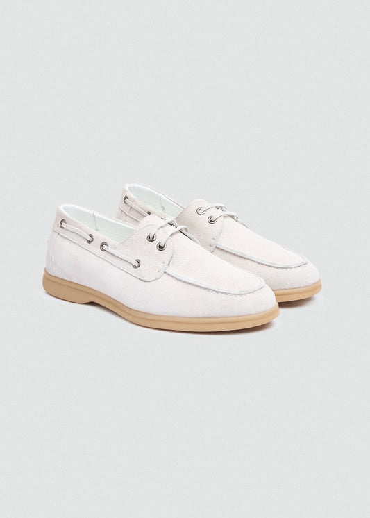 Classic Suede Boat Shoe — White