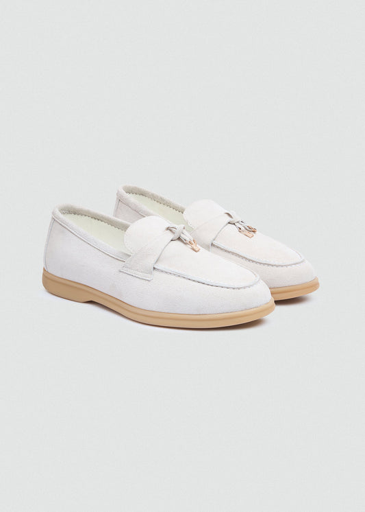 With Suede Loafer — White