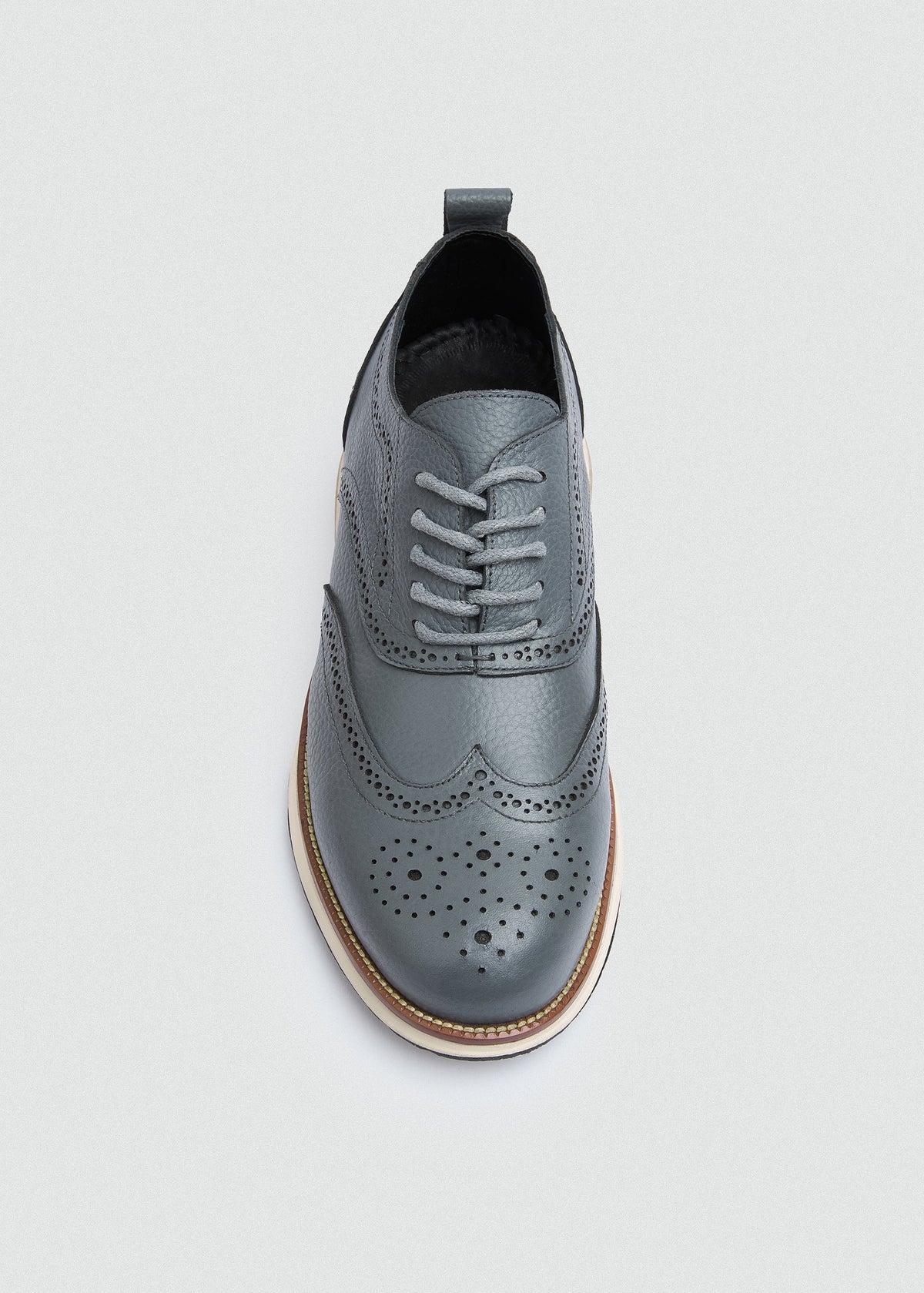 Wingtip Textured Lace-Up — Grey