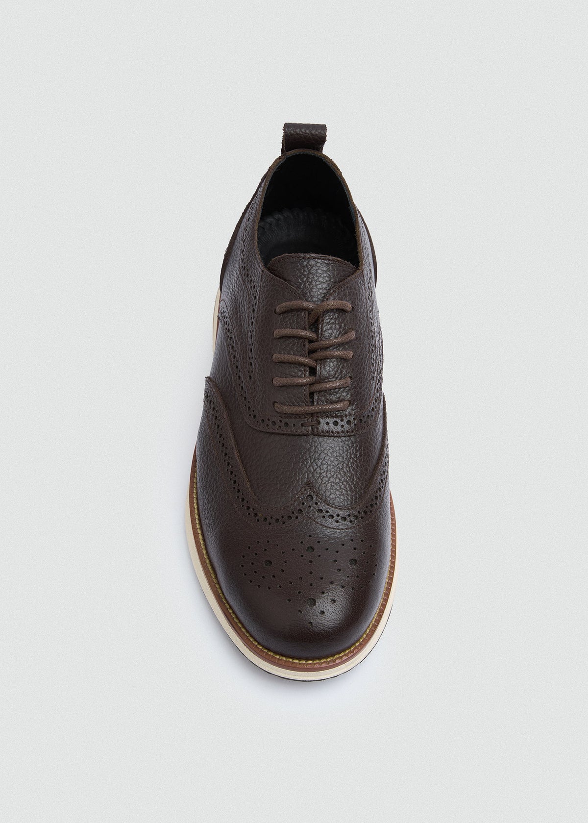 Wingtip Textured Lace-Up — Brown