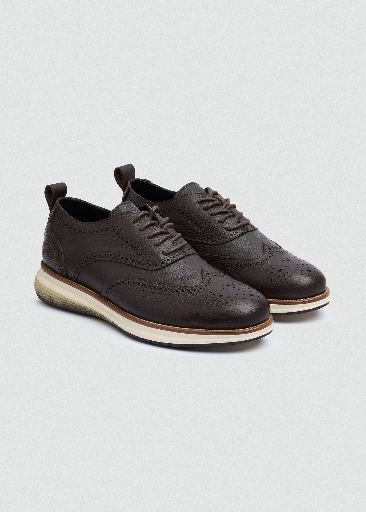 Wingtip Textured Lace-Up — Brown