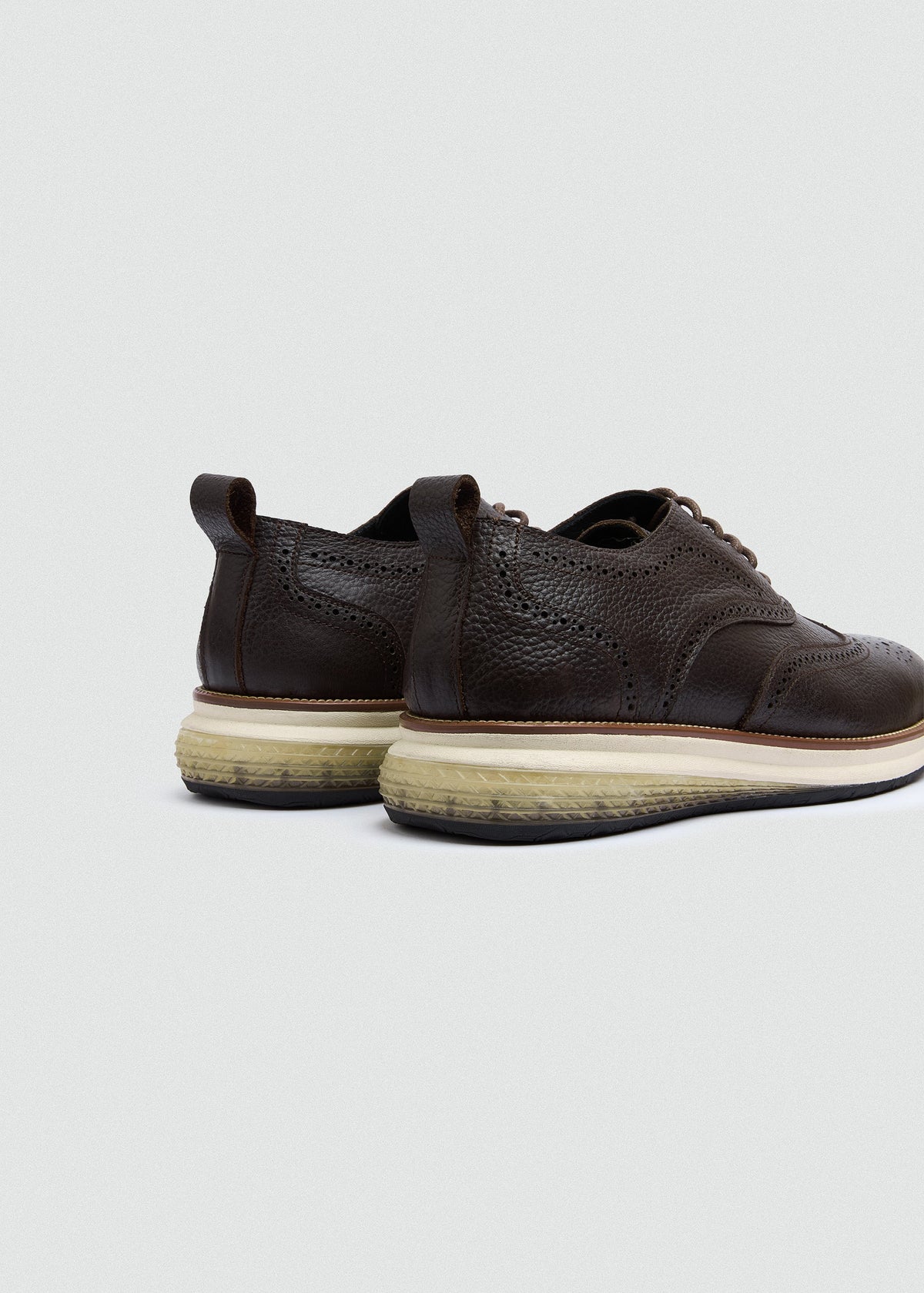 Wingtip Textured Lace-Up — Brown