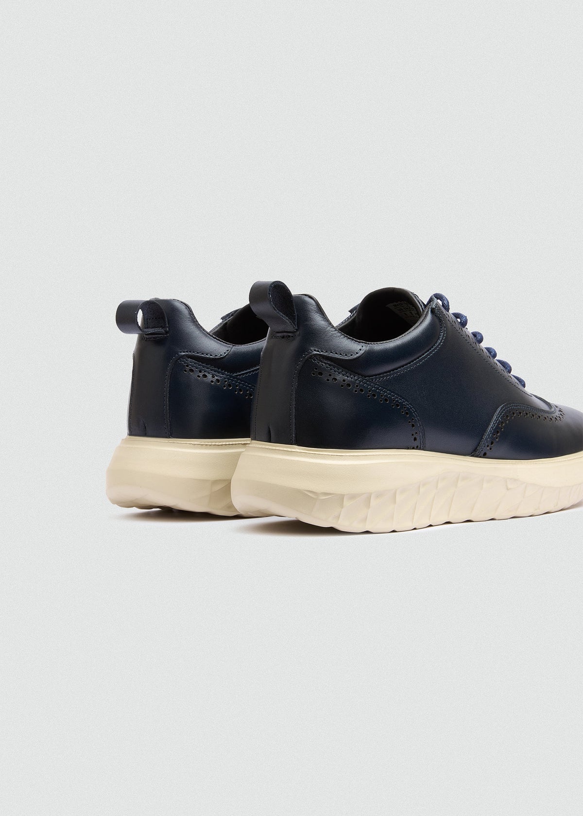 Wingtip Leather Sneaker — Navy Blue