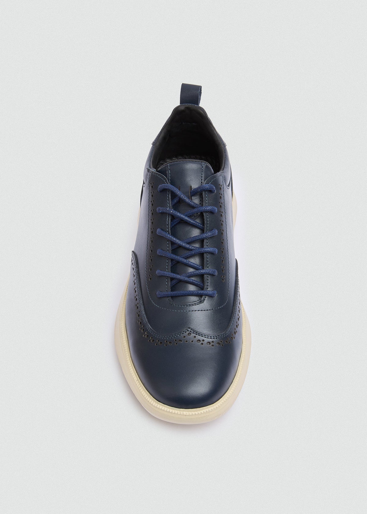 Wingtip Leather Sneaker — Navy Blue