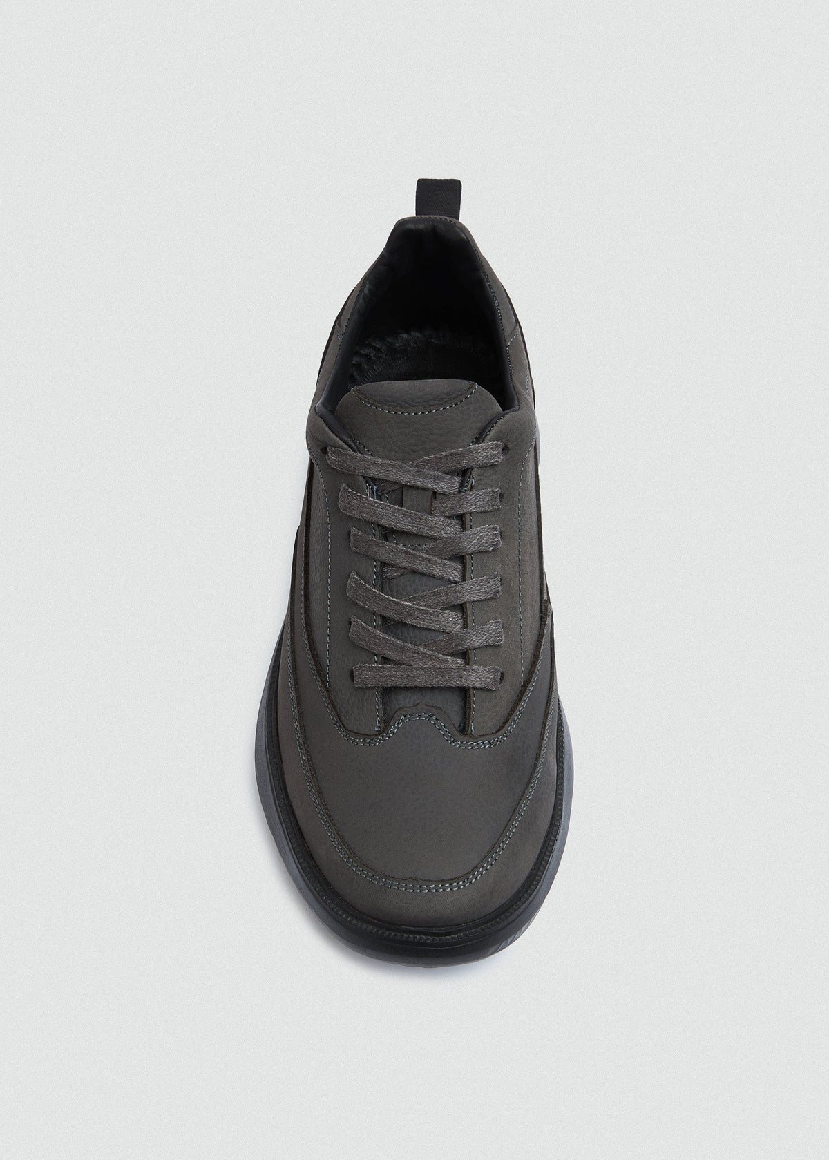 Chunky Leather Lace-Up — Grey