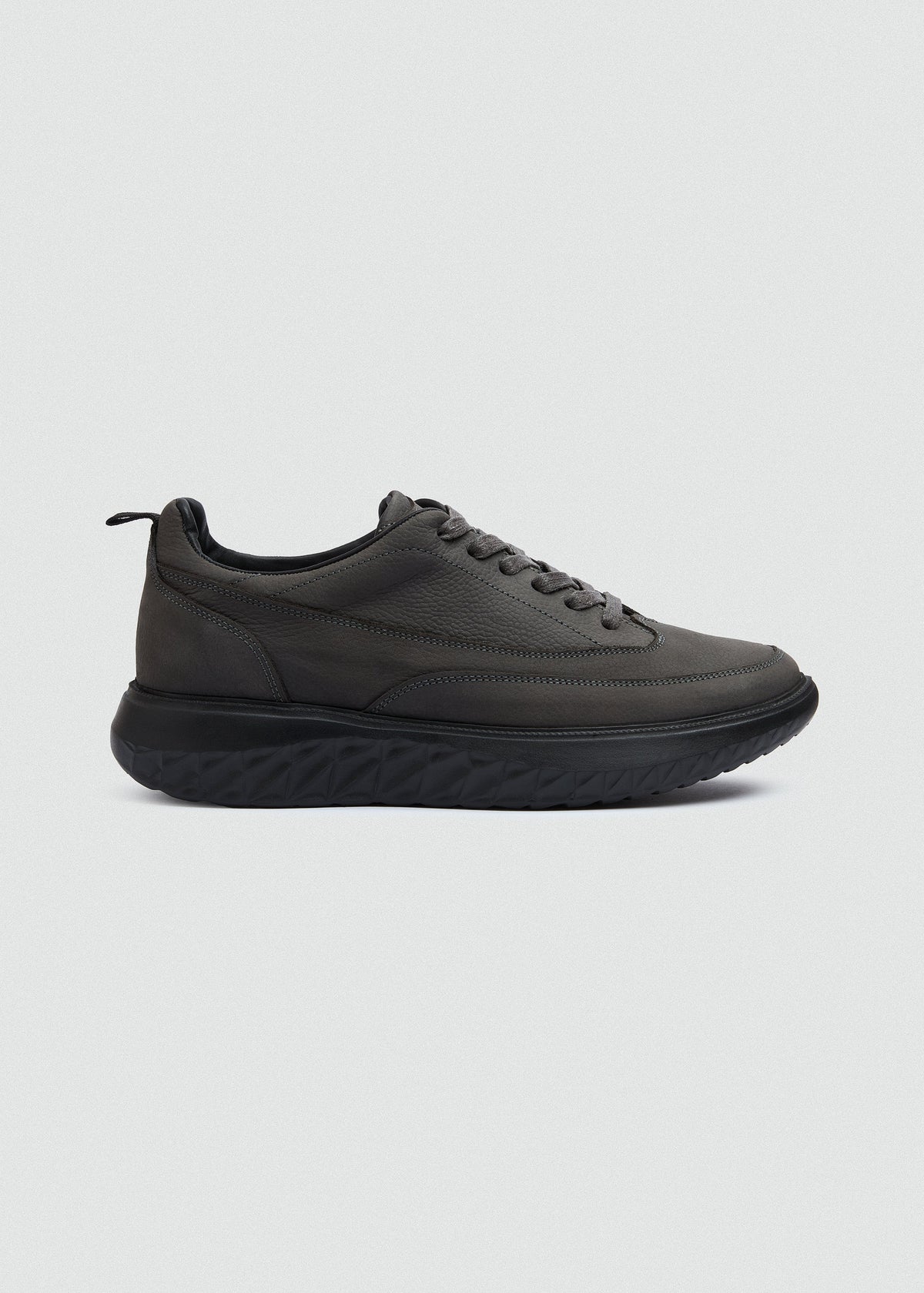Chunky Leather Lace-Up — Grey