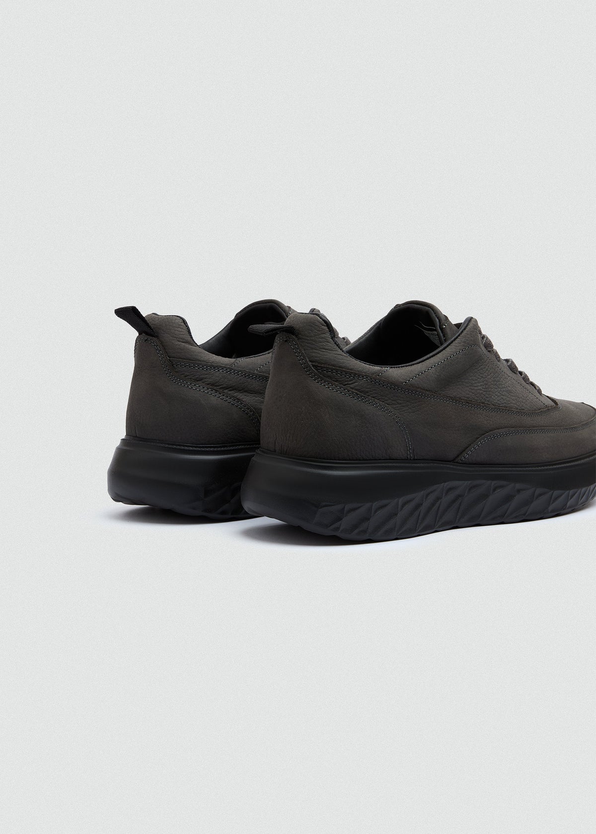 Chunky Leather Lace-Up — Grey