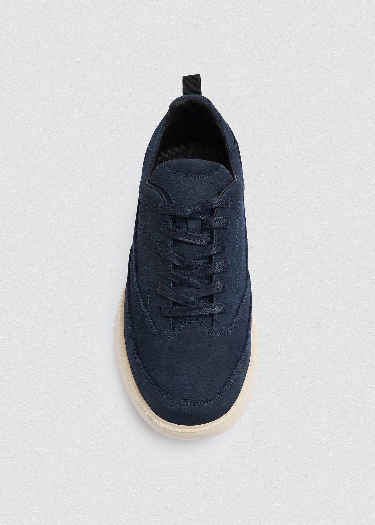 Chunky Leather Lace-Up — Navy Blue