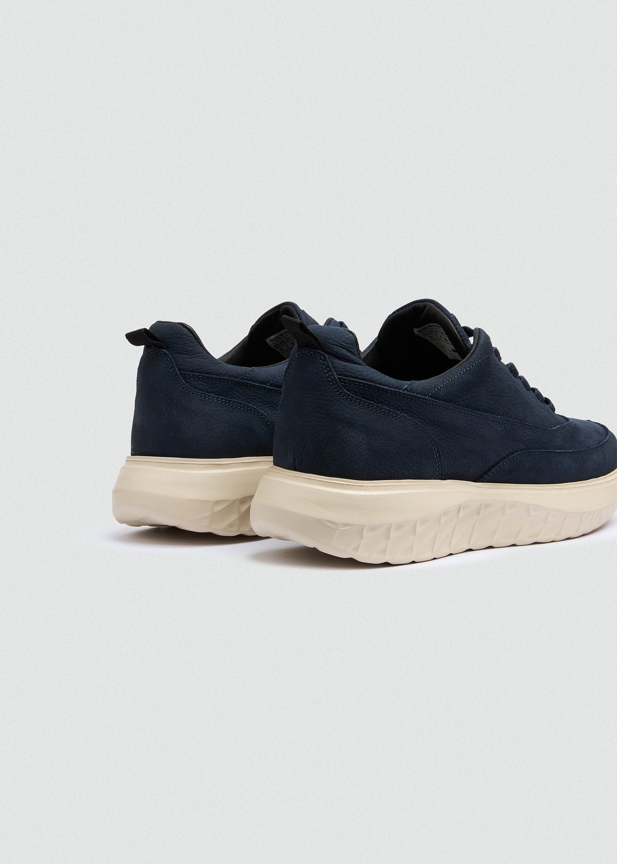 Chunky Leather Lace-Up — Navy Blue