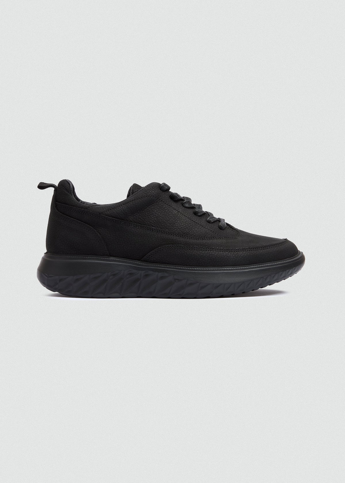 Chunky Leather Lace-Up — Black