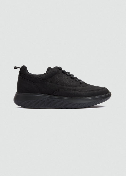 Chunky Leather Lace-Up — Black