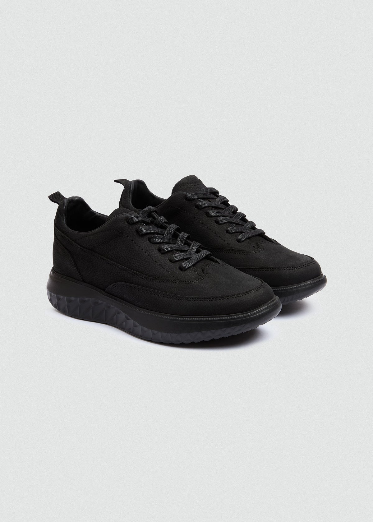 Chunky Leather Lace-Up — Black