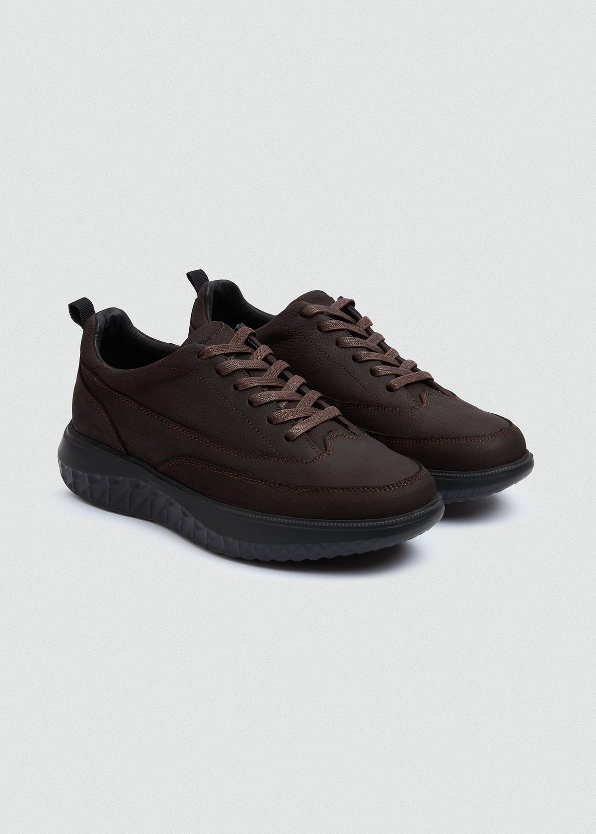 Chunky Leather Lace-Up — Brown