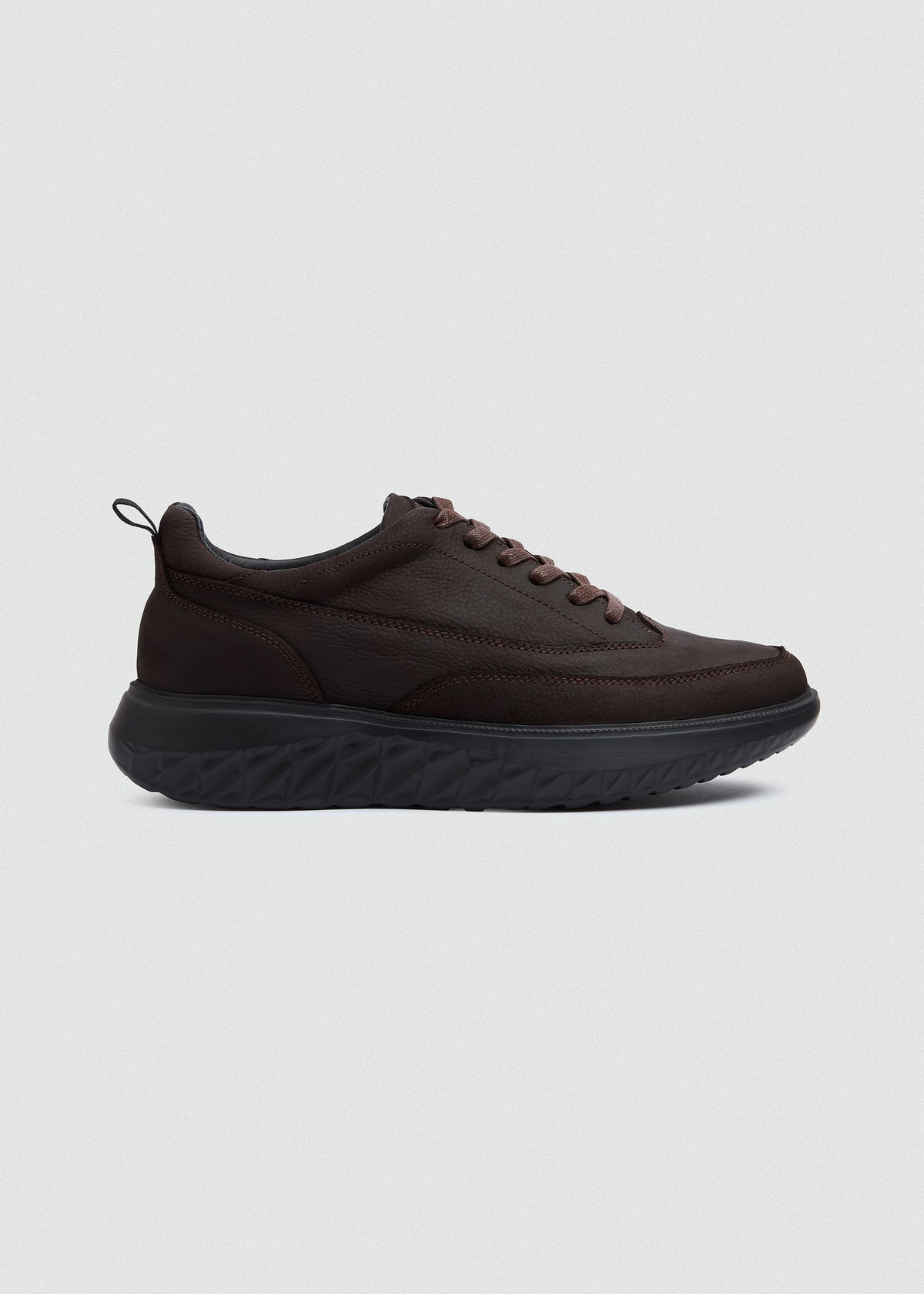 Chunky Leather Lace-Up — Brown