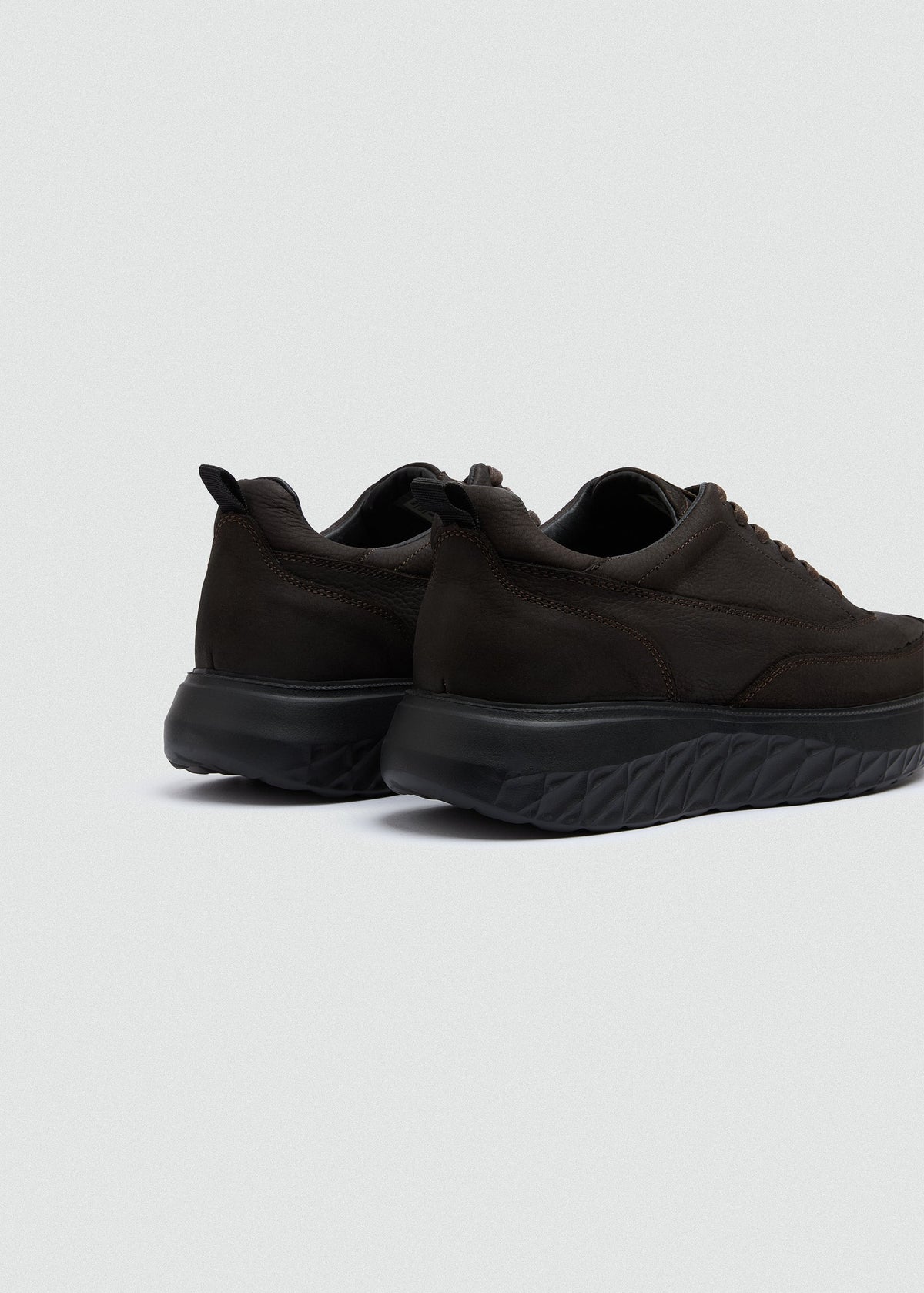 Chunky Leather Lace-Up — Brown