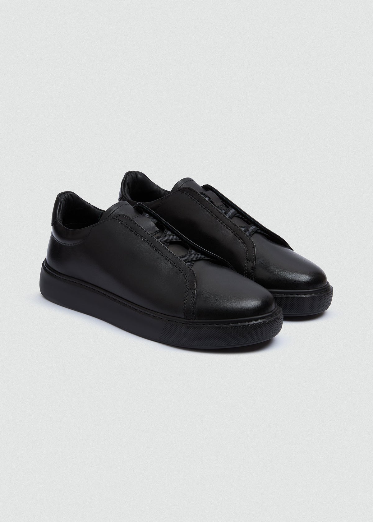 Lightweight Leather Sneaker — Black