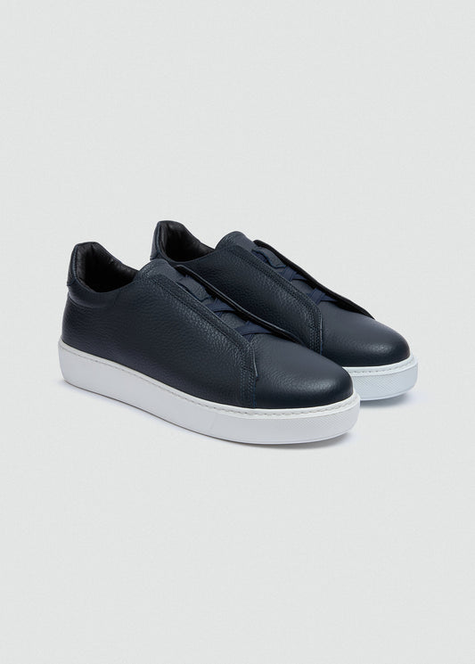 Lightweight Leather Sneaker — Navy Blue