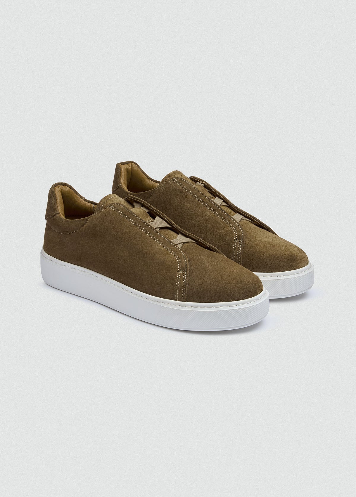 Lightweight Leather Sneaker — Olive