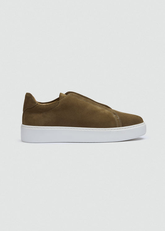 Lightweight Leather Sneaker — Olive